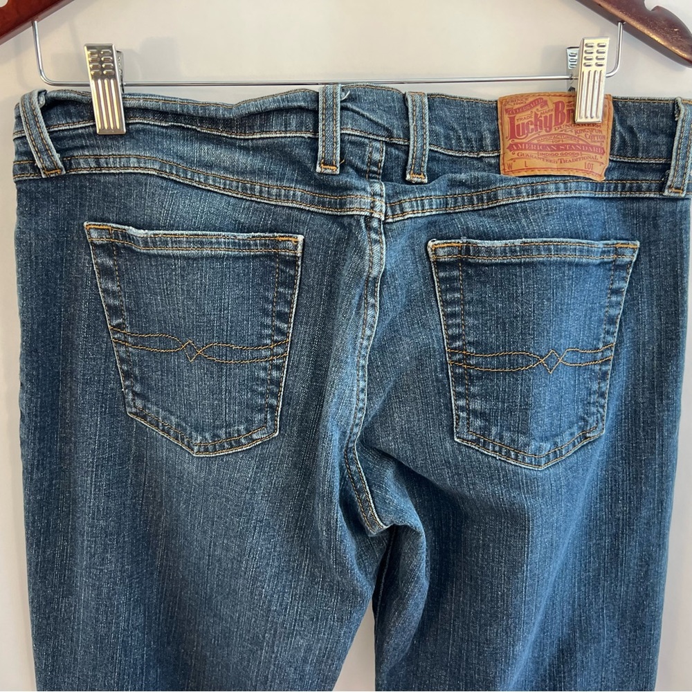 Lucky Brand Dungarees Jeans Mid Rise Flare Denim Women Jeans 10/30 Reg Dark Wash - Picture 5 of 6